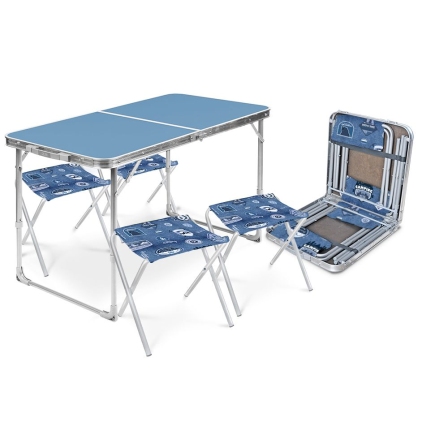Комплект Ника ССТ-К2/4 стол+4 стула голубой/джинс