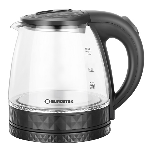 Чайник EUROSTEK ЕЕК-2229 1.2л,1,5кВт,стекло,черный