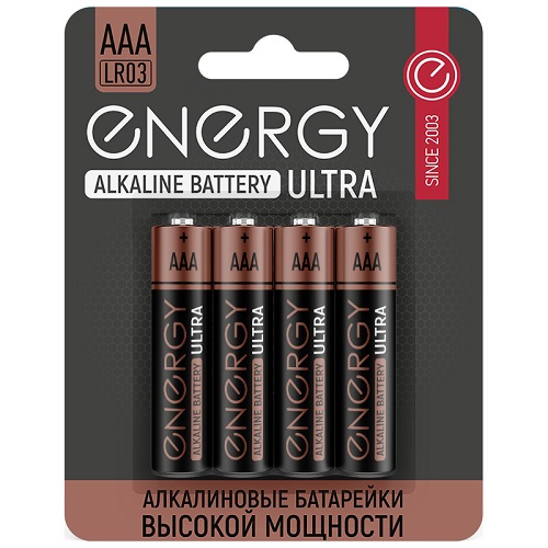 Батарейка алкалиновая Energy Ultra LR03/4B (АAА) 4шт. Цена за упаковку!
